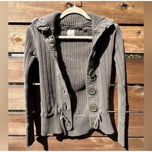 Vintage Y2K H&M L.O.G.G. Olive Green Collared Button Up Ribbed Cardigan